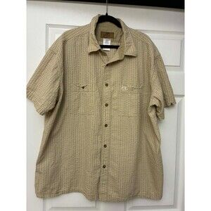 Mossy Oak Men 3XT Tan Textured Button Front Shirt Short Sleeve Big Tall
